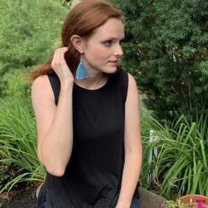 Tassel Drop Earrings in Turquoise Color